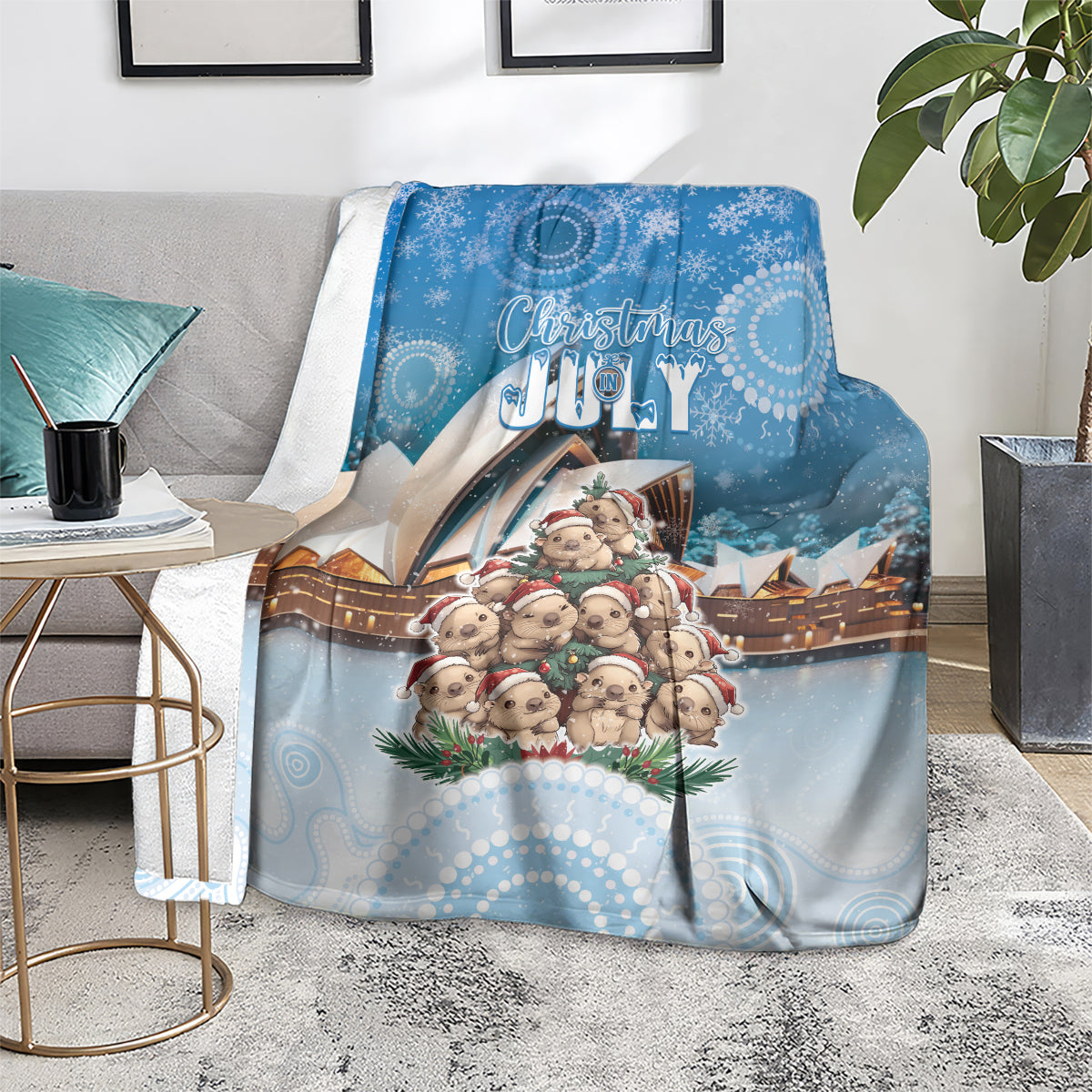 Australia Yulefest Blanket Cute Wombat Sydney Opera House