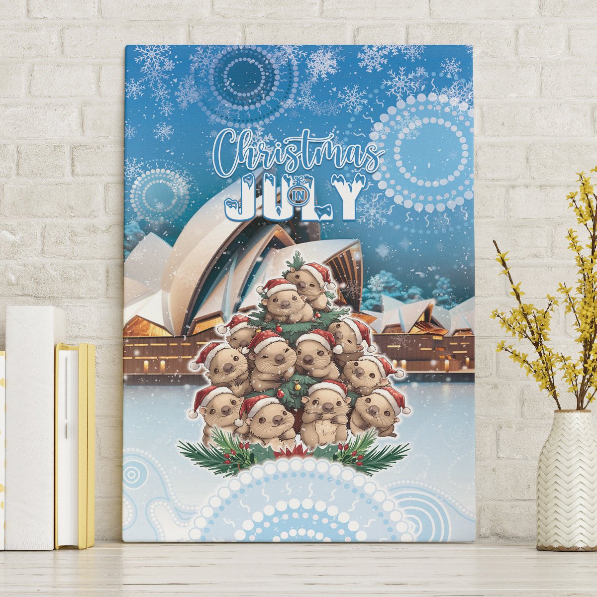 Australia Yulefest Canvas Wall Art Cute Wombat Sydney Opera House
