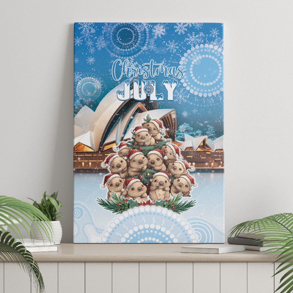 Australia Yulefest Canvas Wall Art Cute Wombat Sydney Opera House