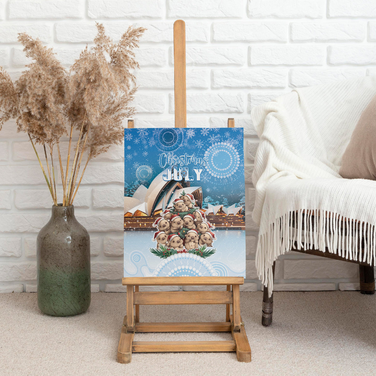 Australia Yulefest Canvas Wall Art Cute Wombat Sydney Opera House
