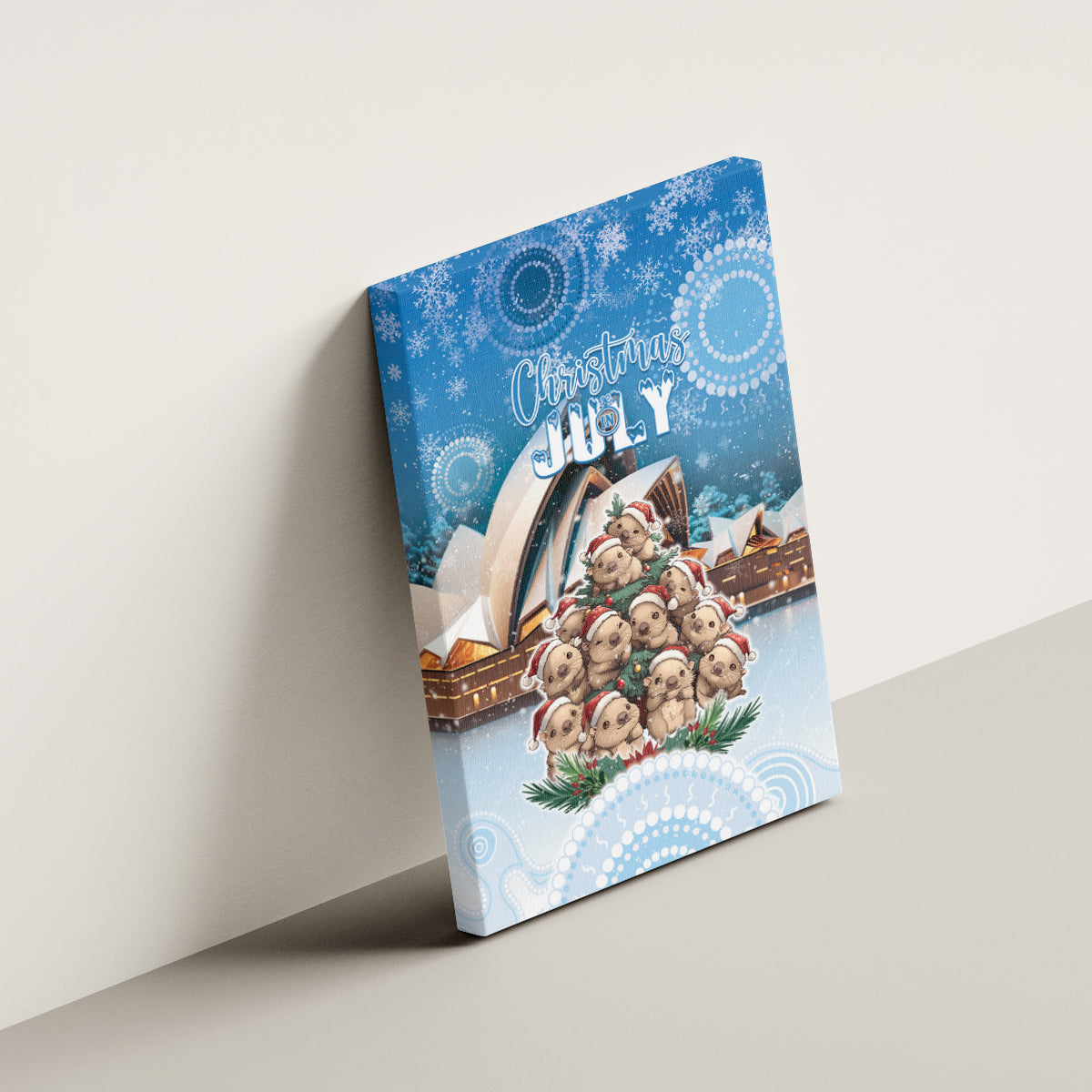 Australia Yulefest Canvas Wall Art Cute Wombat Sydney Opera House