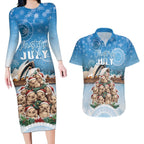 Personalised Australia Yulefest Couples Matching Long Sleeve Bodycon Dress and Hawaiian Shirt Cute Wombat Sydney Opera House