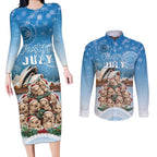 Personalised Australia Yulefest Couples Matching Long Sleeve Bodycon Dress and Long Sleeve Button Shirt Cute Wombat Sydney Opera House