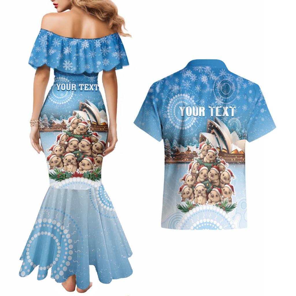Personalised Australia Yulefest Couples Matching Mermaid Dress and Hawaiian Shirt Cute Wombat Sydney Opera House
