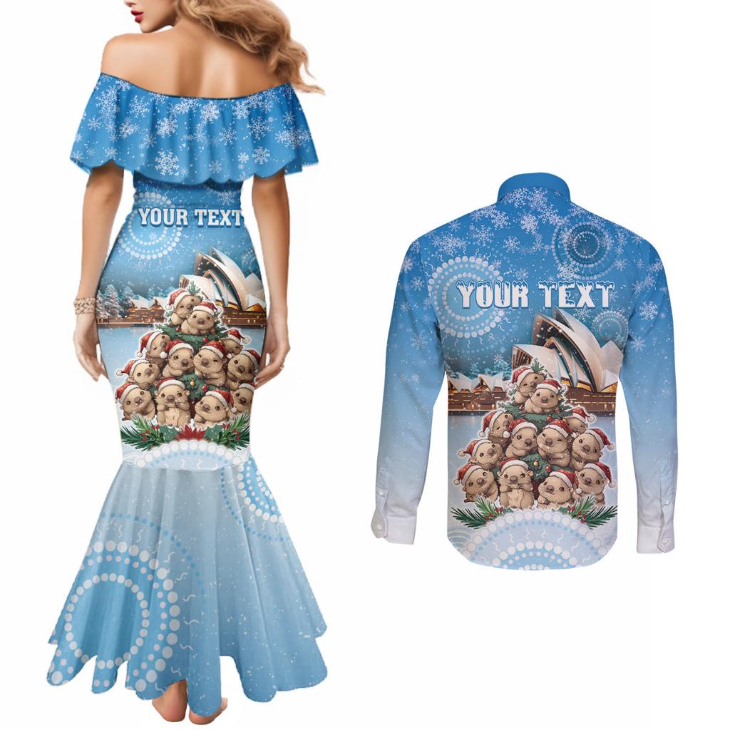 Personalised Australia Yulefest Couples Matching Mermaid Dress and Long Sleeve Button Shirt Cute Wombat Sydney Opera House