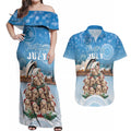 Personalised Australia Yulefest Couples Matching Off Shoulder Maxi Dress and Hawaiian Shirt Cute Wombat Sydney Opera House