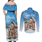 Personalised Australia Yulefest Couples Matching Off Shoulder Maxi Dress and Long Sleeve Button Shirt Cute Wombat Sydney Opera House