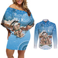 Personalised Australia Yulefest Couples Matching Off Shoulder Short Dress and Long Sleeve Button Shirt Cute Wombat Sydney Opera House