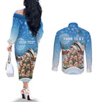 Personalised Australia Yulefest Couples Matching Off The Shoulder Long Sleeve Dress and Long Sleeve Button Shirt Cute Wombat Sydney Opera House