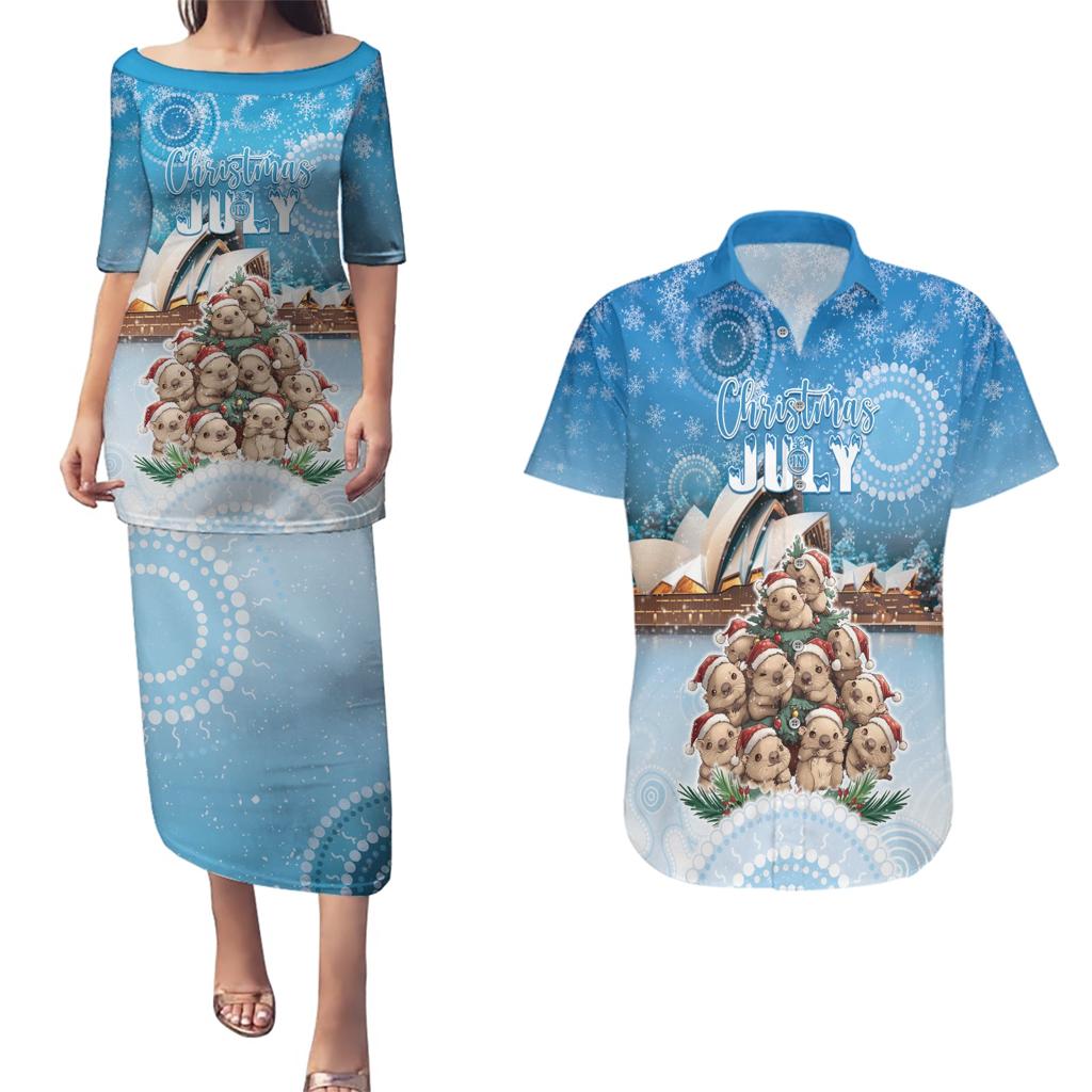 Personalised Australia Yulefest Couples Matching Puletasi and Hawaiian Shirt Cute Wombat Sydney Opera House