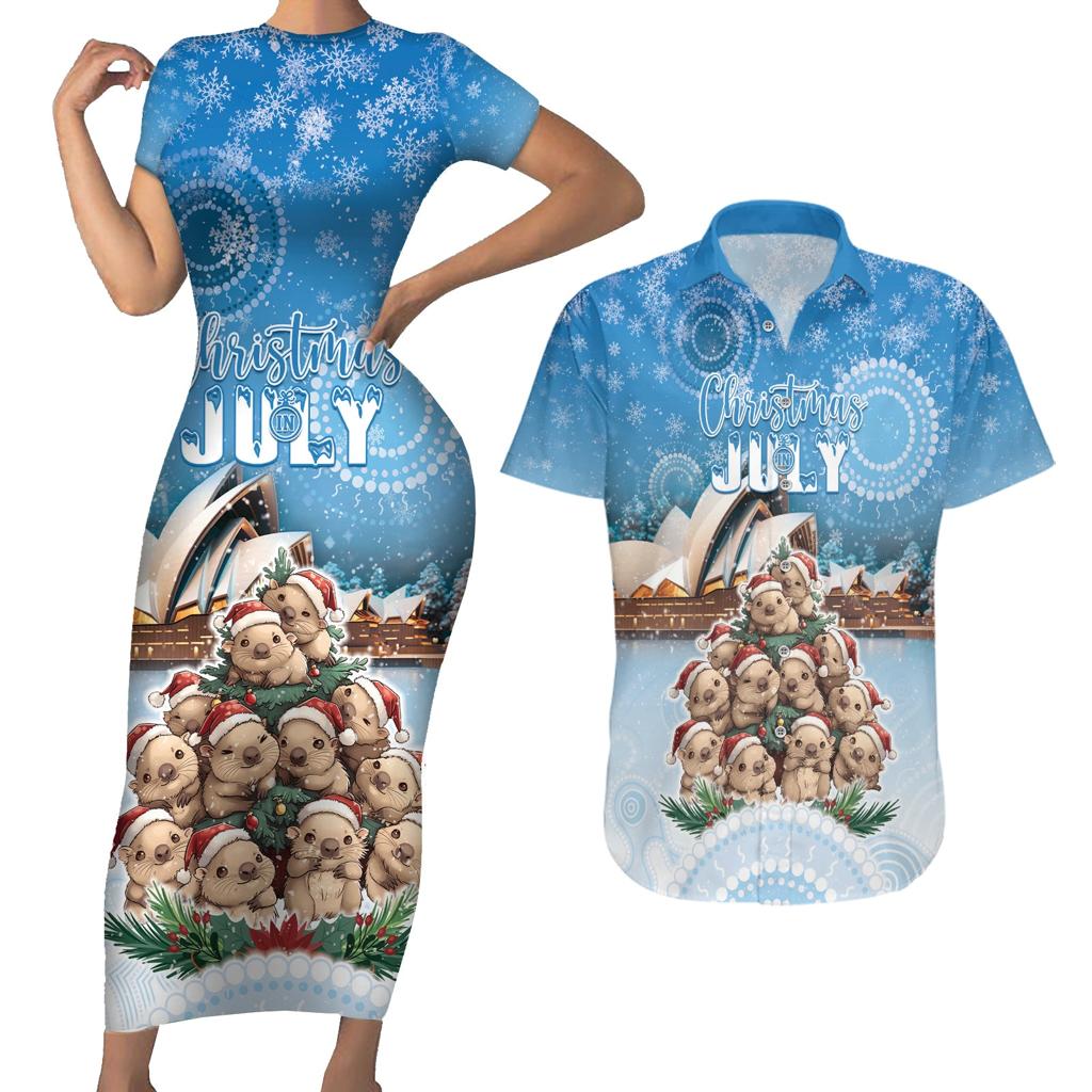 Personalised Australia Yulefest Couples Matching Short Sleeve Bodycon Dress and Hawaiian Shirt Cute Wombat Sydney Opera House