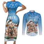 Personalised Australia Yulefest Couples Matching Short Sleeve Bodycon Dress and Long Sleeve Button Shirt Cute Wombat Sydney Opera House