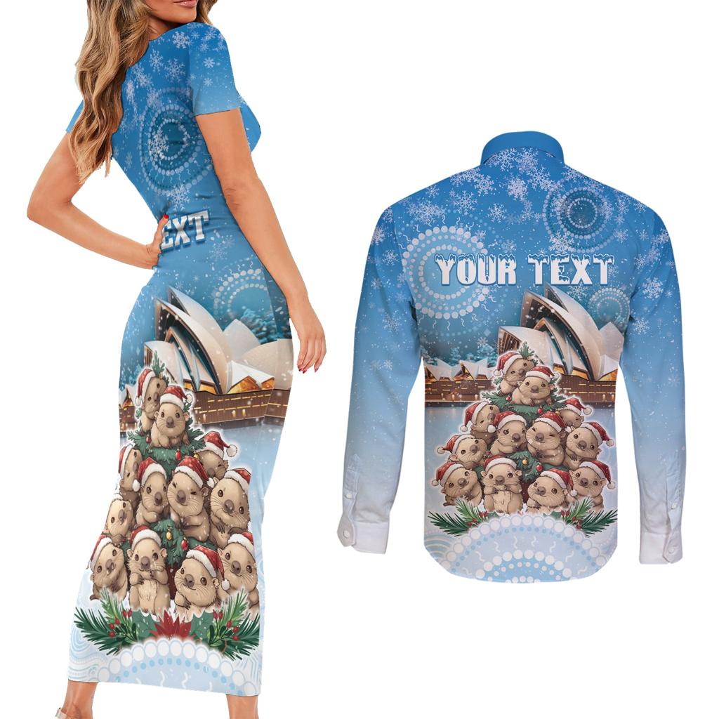 Personalised Australia Yulefest Couples Matching Short Sleeve Bodycon Dress and Long Sleeve Button Shirt Cute Wombat Sydney Opera House