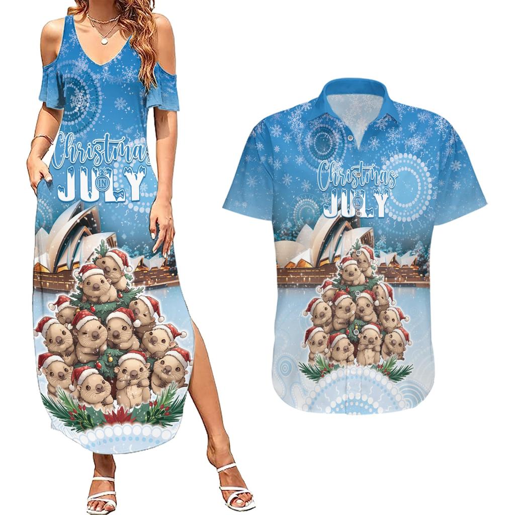 Personalised Australia Yulefest Couples Matching Summer Maxi Dress and Hawaiian Shirt Cute Wombat Sydney Opera House