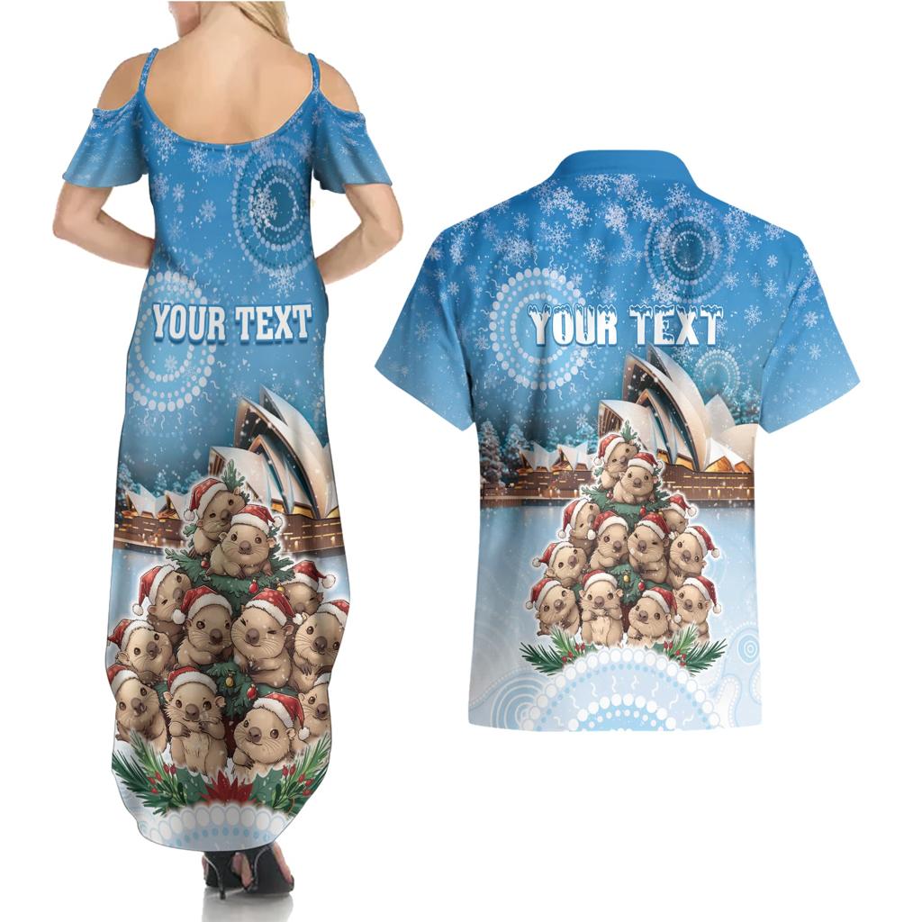 Personalised Australia Yulefest Couples Matching Summer Maxi Dress and Hawaiian Shirt Cute Wombat Sydney Opera House