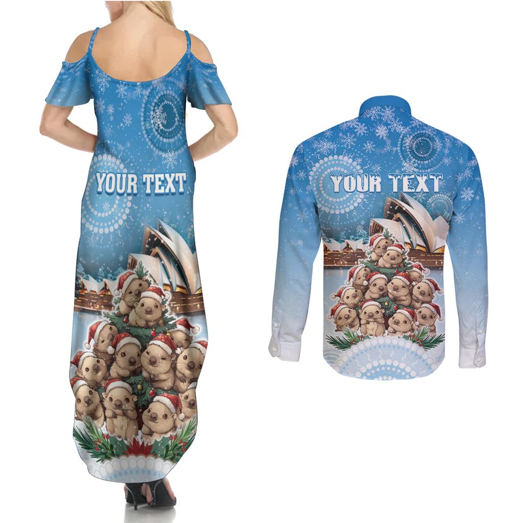 Personalised Australia Yulefest Couples Matching Summer Maxi Dress and Long Sleeve Button Shirt Cute Wombat Sydney Opera House