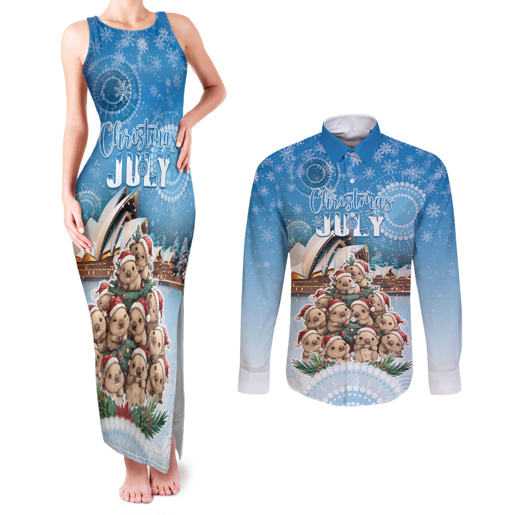 Personalised Australia Yulefest Couples Matching Tank Maxi Dress and Long Sleeve Button Shirt Cute Wombat Sydney Opera House