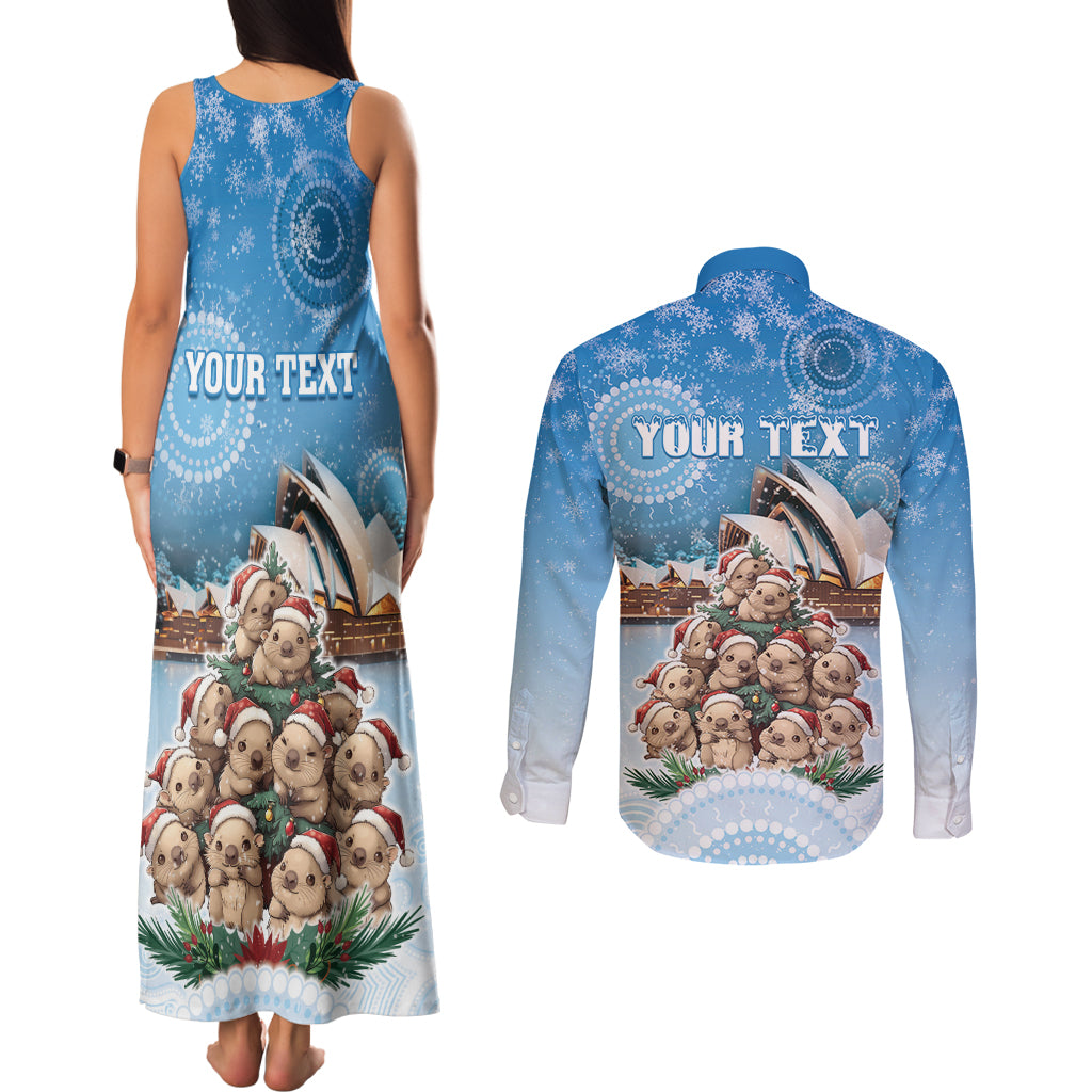 Personalised Australia Yulefest Couples Matching Tank Maxi Dress and Long Sleeve Button Shirt Cute Wombat Sydney Opera House