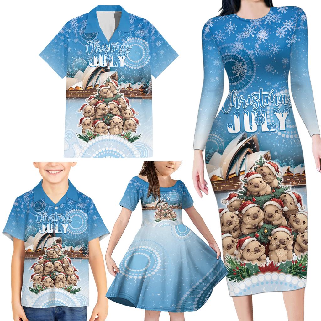 Personalised Australia Yulefest Family Matching Long Sleeve Bodycon Dress and Hawaiian Shirt Cute Wombat Sydney Opera House