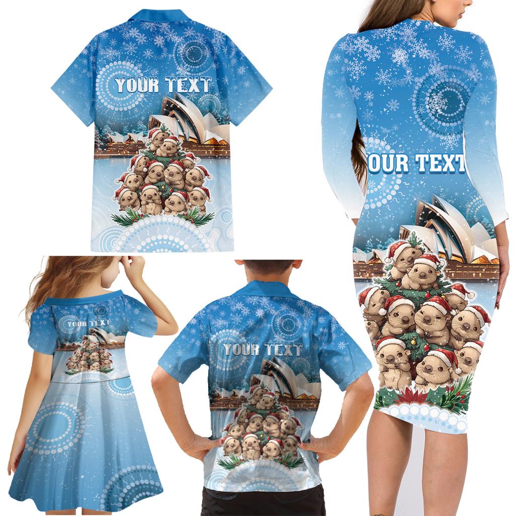 Personalised Australia Yulefest Family Matching Long Sleeve Bodycon Dress and Hawaiian Shirt Cute Wombat Sydney Opera House