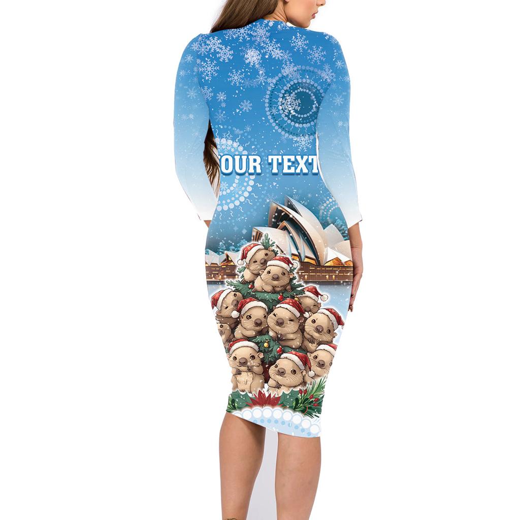 Personalised Australia Yulefest Family Matching Long Sleeve Bodycon Dress and Hawaiian Shirt Cute Wombat Sydney Opera House