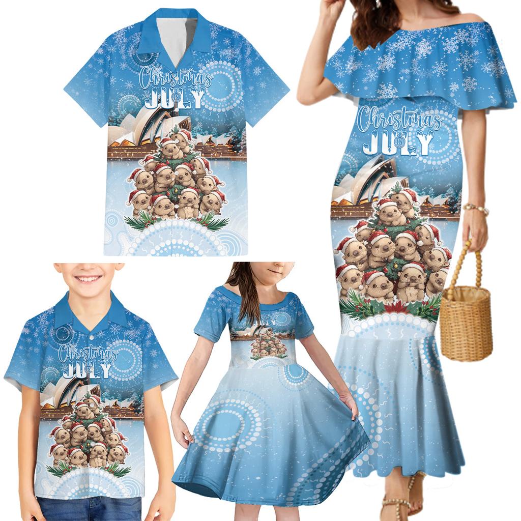 Personalised Australia Yulefest Family Matching Mermaid Dress and Hawaiian Shirt Cute Wombat Sydney Opera House
