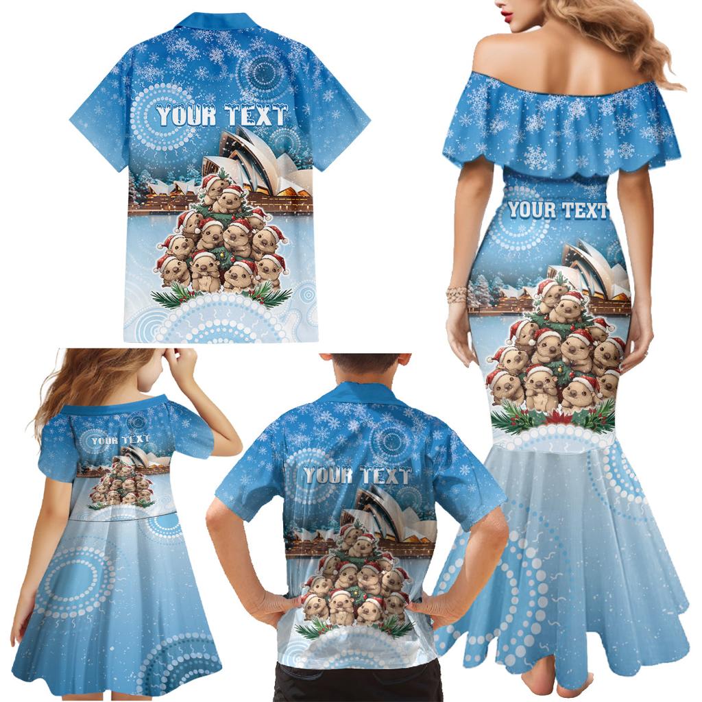 Personalised Australia Yulefest Family Matching Mermaid Dress and Hawaiian Shirt Cute Wombat Sydney Opera House