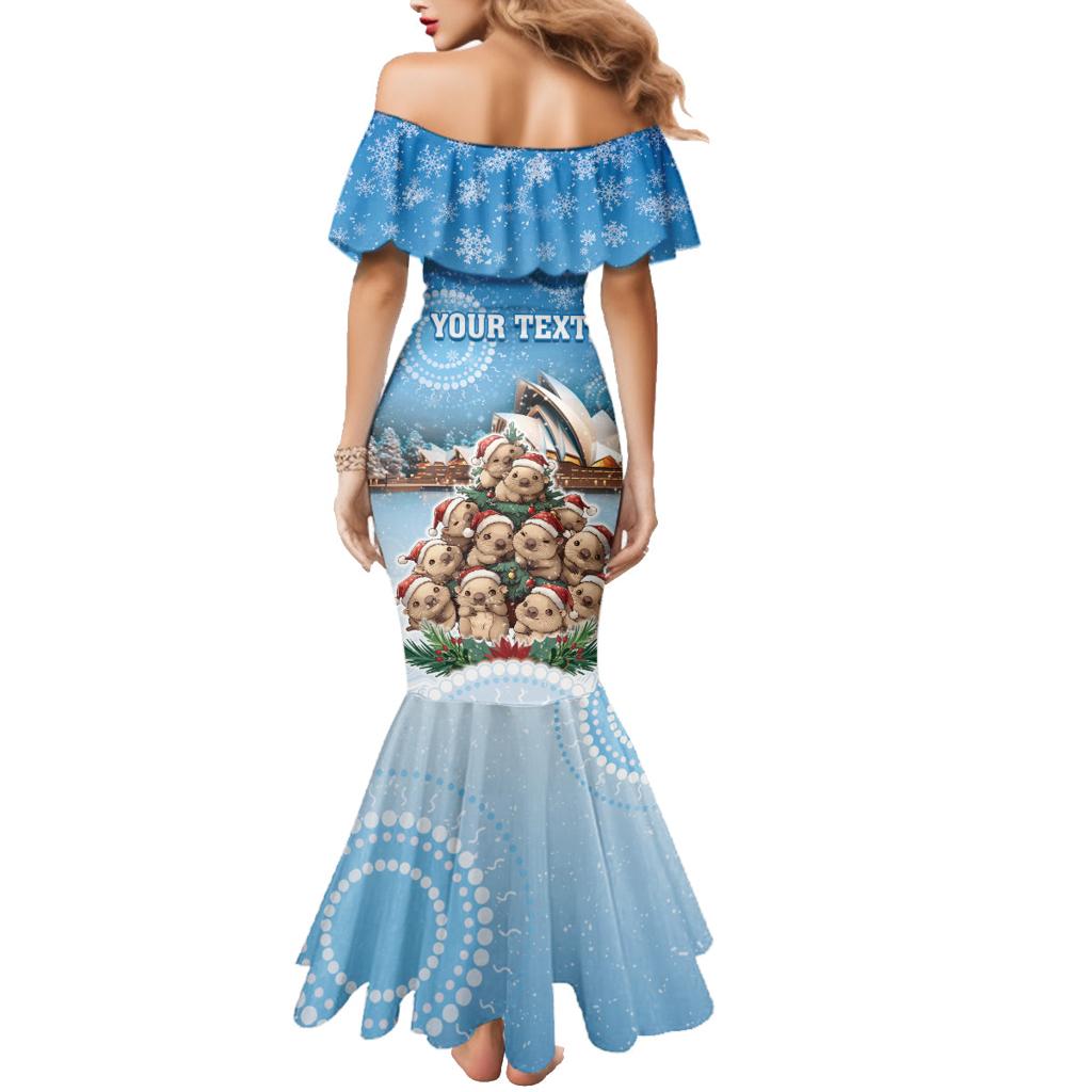 Personalised Australia Yulefest Family Matching Mermaid Dress and Hawaiian Shirt Cute Wombat Sydney Opera House
