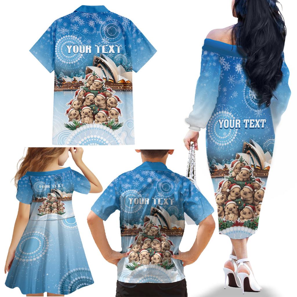 Personalised Australia Yulefest Family Matching Off The Shoulder Long Sleeve Dress and Hawaiian Shirt Cute Wombat Sydney Opera House