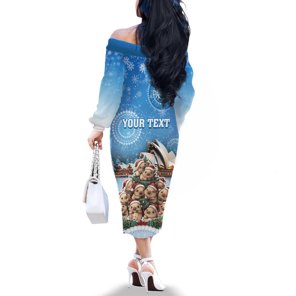 Personalised Australia Yulefest Family Matching Off The Shoulder Long Sleeve Dress and Hawaiian Shirt Cute Wombat Sydney Opera House