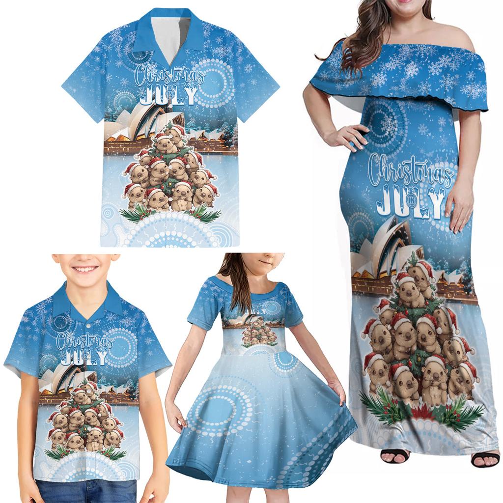 Personalised Australia Yulefest Family Matching Off Shoulder Maxi Dress and Hawaiian Shirt Cute Wombat Sydney Opera House
