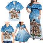Personalised Australia Yulefest Family Matching Off Shoulder Maxi Dress and Hawaiian Shirt Cute Wombat Sydney Opera House