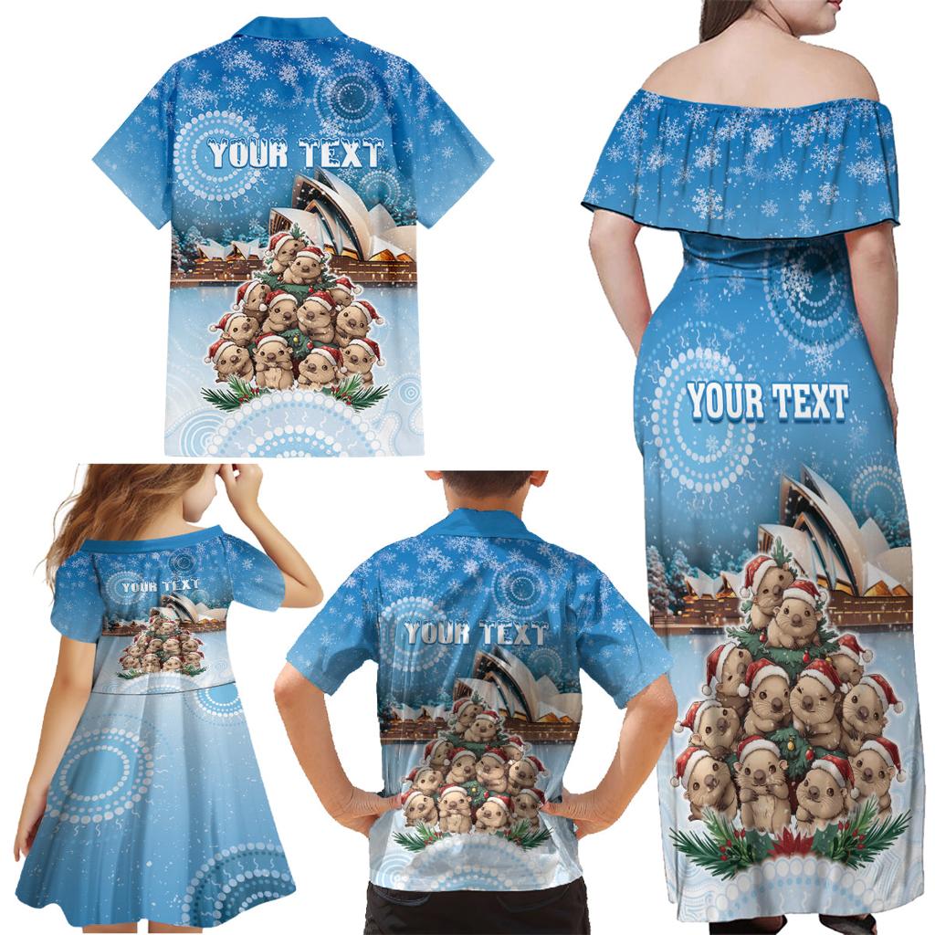 Personalised Australia Yulefest Family Matching Off Shoulder Maxi Dress and Hawaiian Shirt Cute Wombat Sydney Opera House