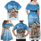 Personalised Australia Yulefest Family Matching Off Shoulder Maxi Dress and Hawaiian Shirt Cute Wombat Sydney Opera House