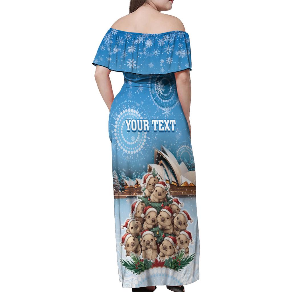 Personalised Australia Yulefest Family Matching Off Shoulder Maxi Dress and Hawaiian Shirt Cute Wombat Sydney Opera House