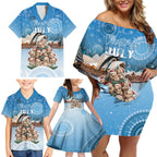 Personalised Australia Yulefest Family Matching Off Shoulder Short Dress and Hawaiian Shirt Cute Wombat Sydney Opera House