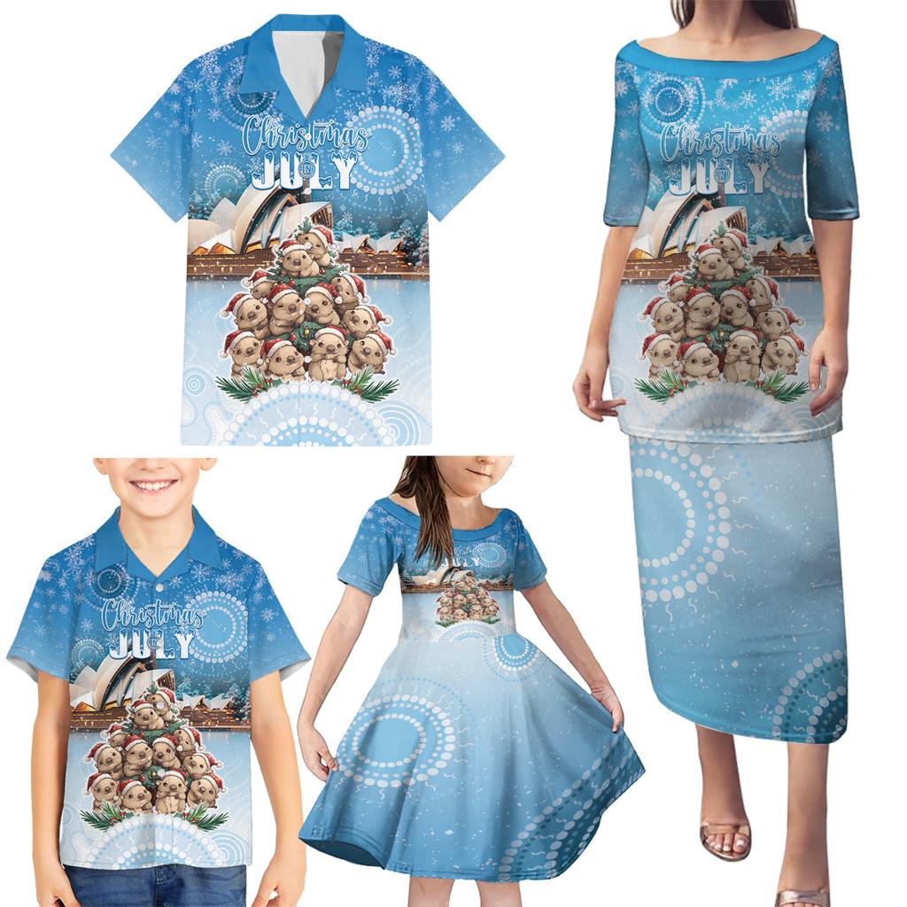 Personalised Australia Yulefest Family Matching Puletasi and Hawaiian Shirt Cute Wombat Sydney Opera House