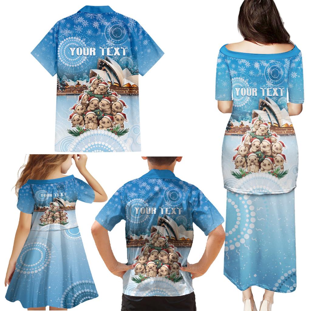 Personalised Australia Yulefest Family Matching Puletasi and Hawaiian Shirt Cute Wombat Sydney Opera House