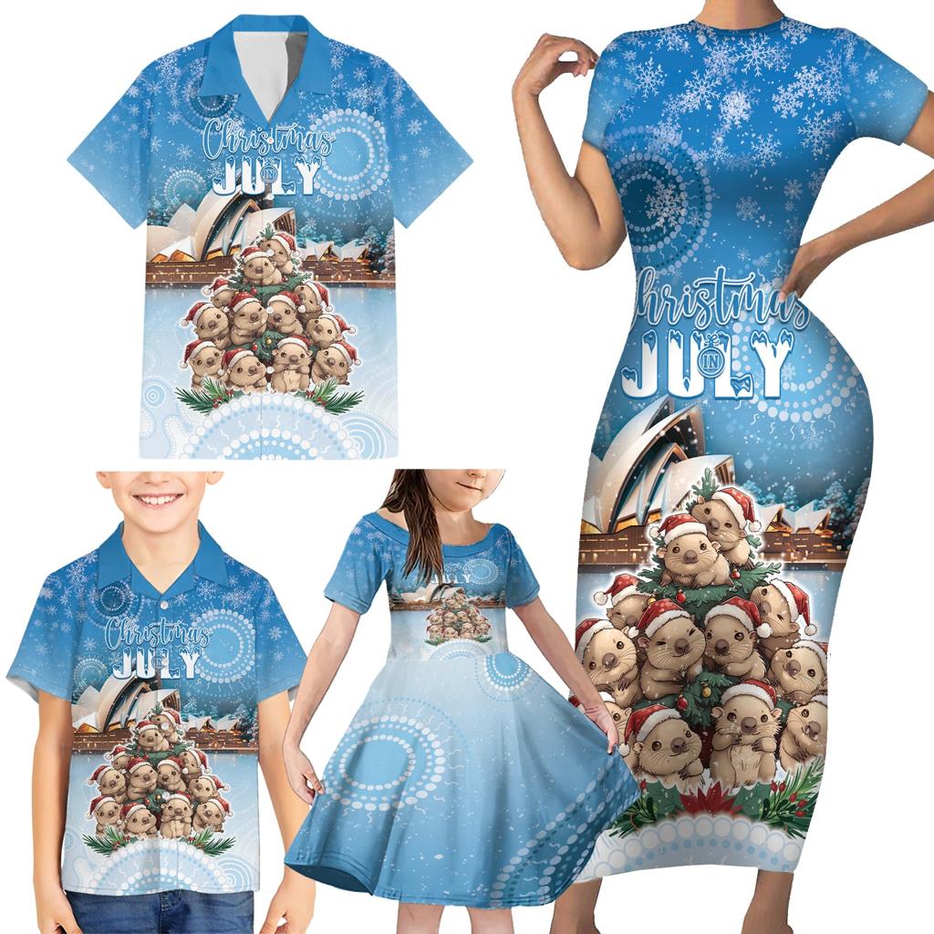 Personalised Australia Yulefest Family Matching Short Sleeve Bodycon Dress and Hawaiian Shirt Cute Wombat Sydney Opera House