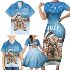 Personalised Australia Yulefest Family Matching Short Sleeve Bodycon Dress and Hawaiian Shirt Cute Wombat Sydney Opera House