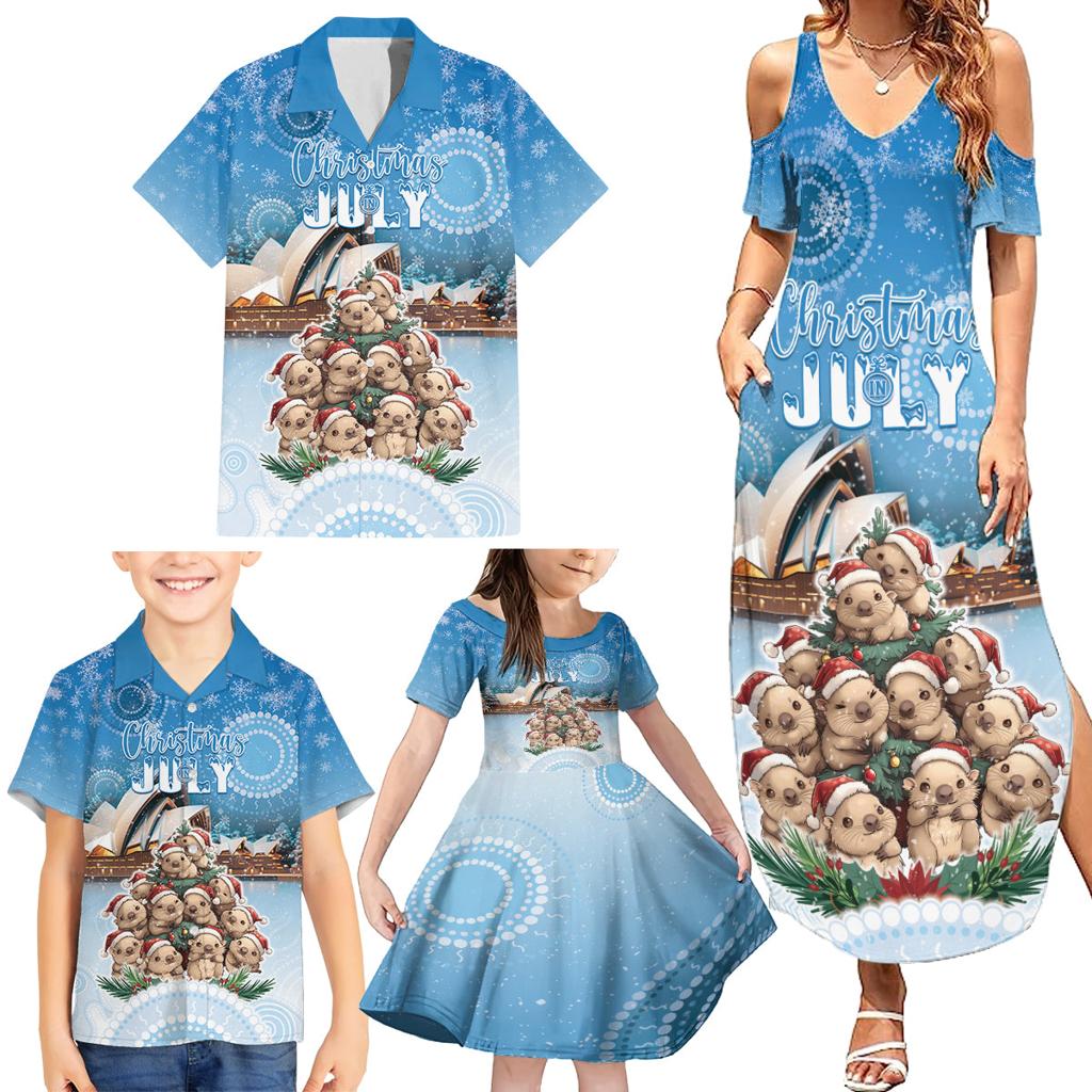Personalised Australia Yulefest Family Matching Summer Maxi Dress and Hawaiian Shirt Cute Wombat Sydney Opera House