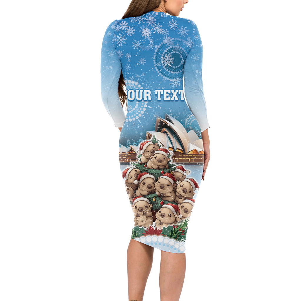 Personalised Australia Yulefest Long Sleeve Bodycon Dress Cute Wombat Sydney Opera House