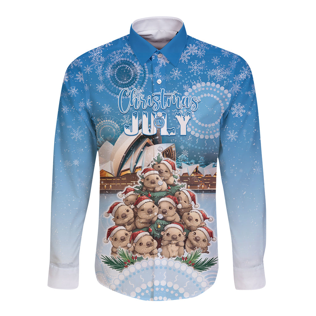 Personalised Australia Yulefest Long Sleeve Button Shirt Cute Wombat Sydney Opera House