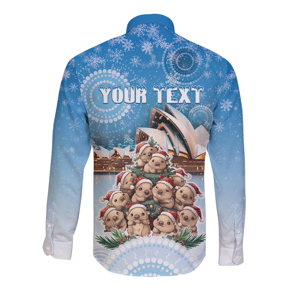 Personalised Australia Yulefest Long Sleeve Button Shirt Cute Wombat Sydney Opera House