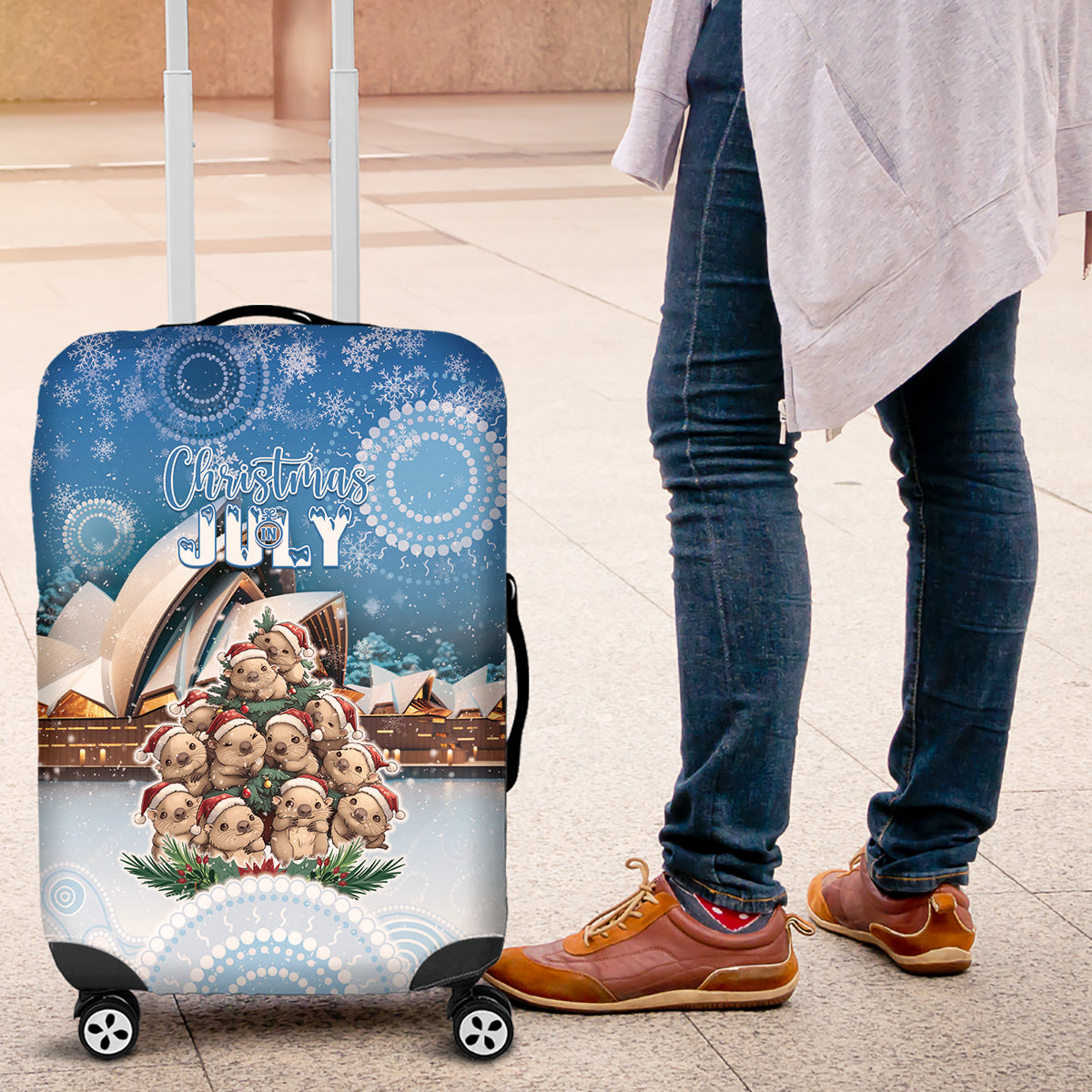 Australia Yulefest Luggage Cover Cute Wombat Sydney Opera House
