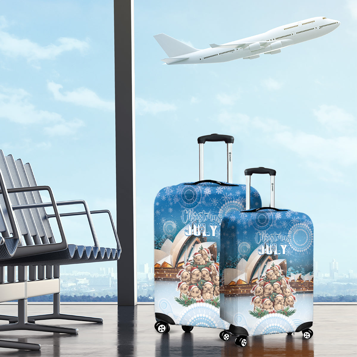 Australia Yulefest Luggage Cover Cute Wombat Sydney Opera House