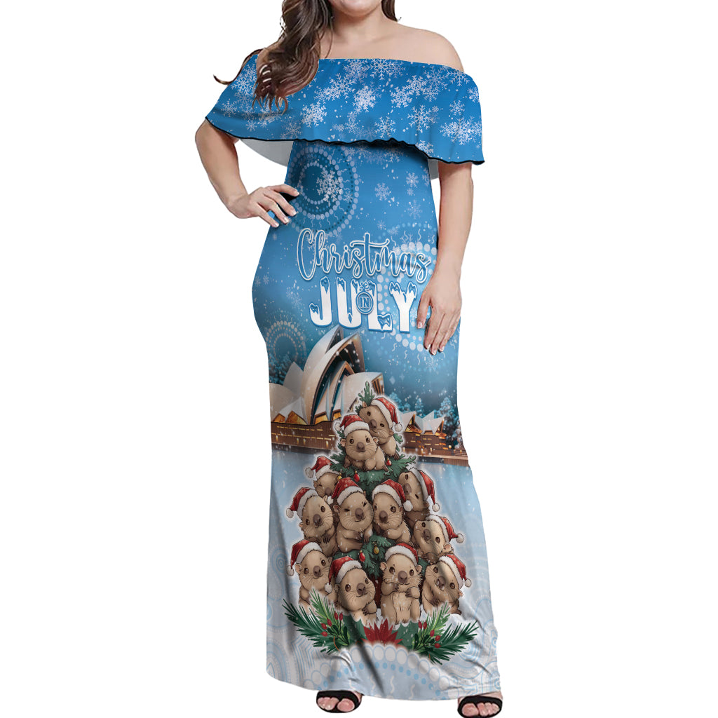 Personalised Australia Yulefest Off Shoulder Maxi Dress Cute Wombat Sydney Opera House