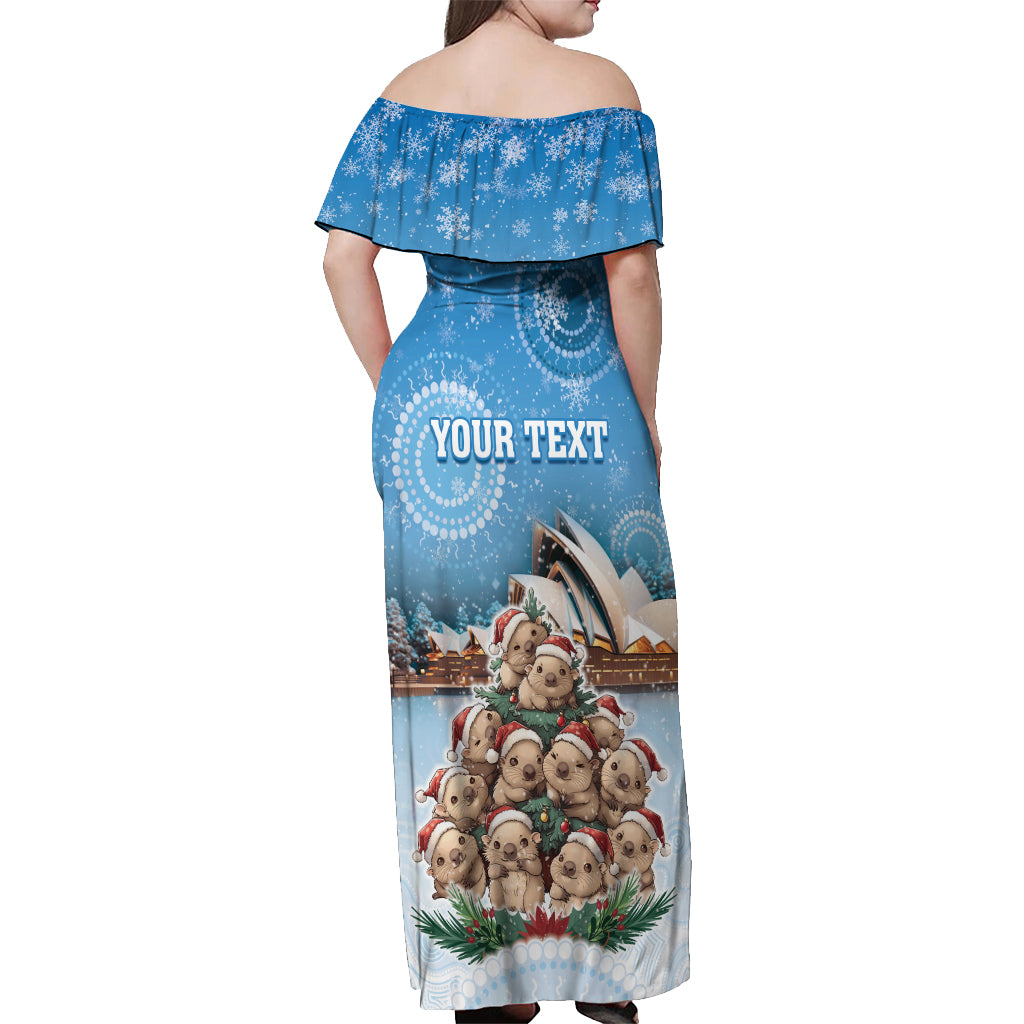 Personalised Australia Yulefest Off Shoulder Maxi Dress Cute Wombat Sydney Opera House