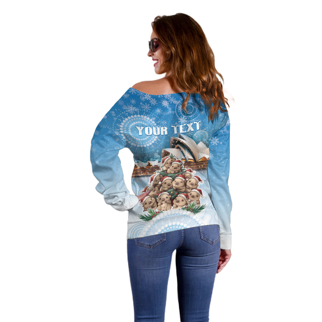 Personalised Australia Yulefest Off Shoulder Sweater Cute Wombat Sydney Opera House