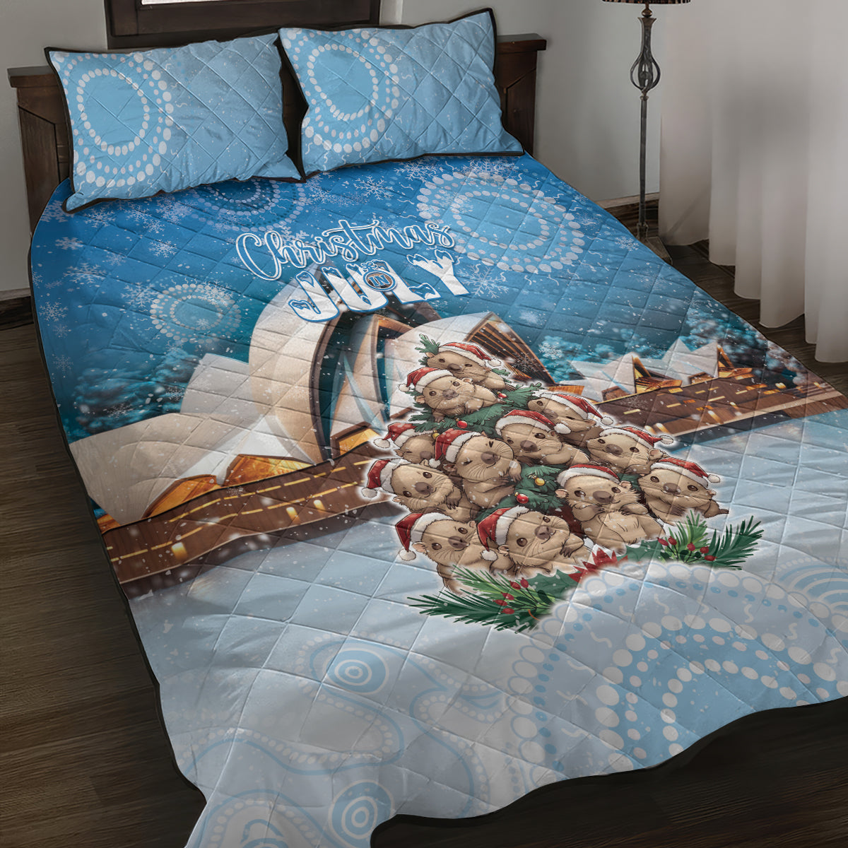 Australia Yulefest Quilt Bed Set Cute Wombat Sydney Opera House
